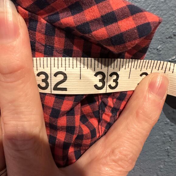 IZOD Size 4XL Long Sleeve Button Down Coral Navy Plaid Checkered Business Casual - Picture 5 of 8